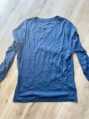 A New Day Blue Ribbed Crewneck Long Sleeve Top Size Large